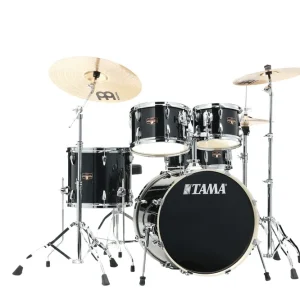 Sonderangebot IP50H6W-HBK Imperialstar Drum Set 5 teilig - Hairline Black/Chrom HW + MEINL Cymbals HCS Cymbal Kit/Stage Master Double-Braced Hardware Kit