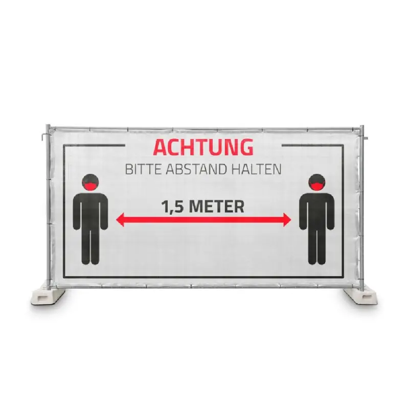 Adam Hall Accessories 0159 ABSTAND - Hinweisblende "Bitte Abstand halten" Gaze Typ 800 1,76 x 3,41 m, geöst, weiß Heißes Angebot