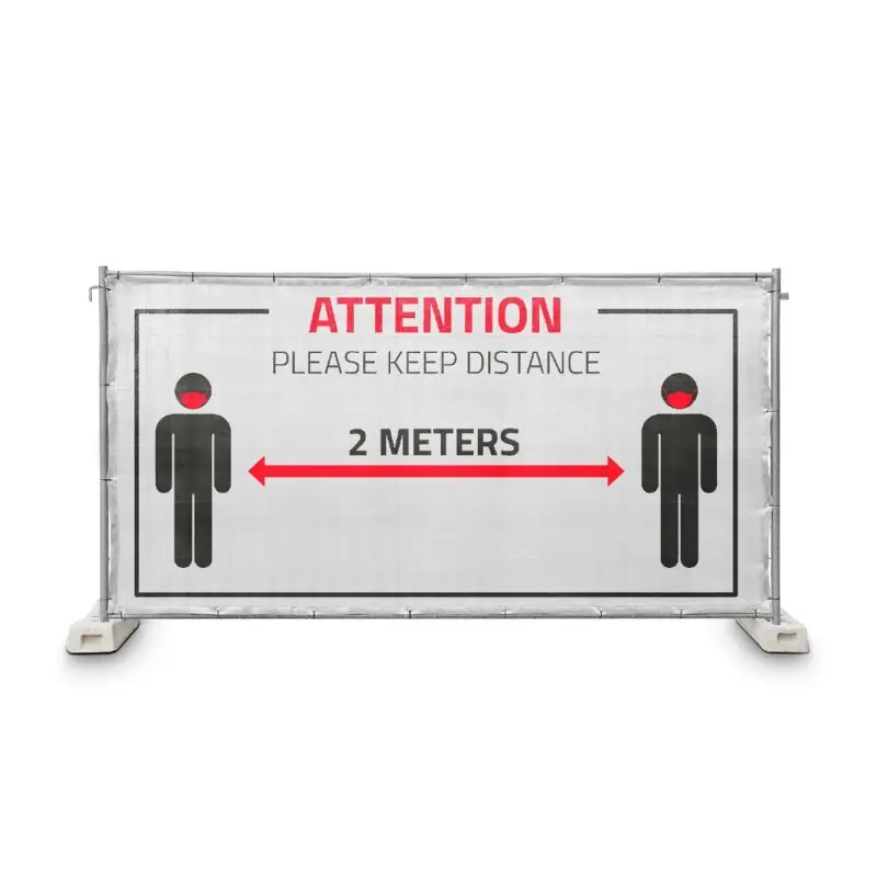 Adam Hall Accessories 0159 DISTANCE - Hinweisblende "Please Keep Distance" Gaze Typ 800 1,76 x 3,41 m, mit Ösen, weiß Rabatt