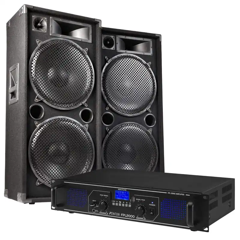 Echt MAX Komplettes 2000-W-Lautsprecherset MAX215 mit Verstärker