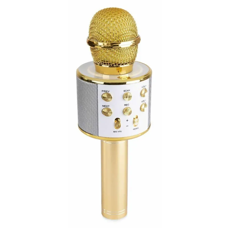 Neue Ware MAX KM01 Karaoke-Mikrofon mit eingebautem Lautsprecher, Bluetooth und MP3 – gold