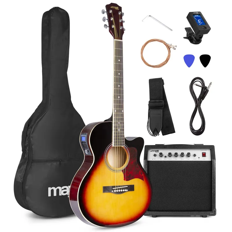 Letzte Chance B-Ware - MAX ShowKit elektrische Akustikgitarre mit 40W Verstärker - Sunburst