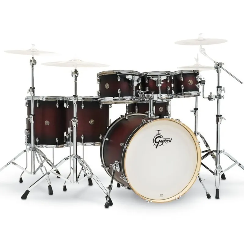 Rabatt Gretsch Kesselsatz Catalina Maple Satin Deep Cherry Burst 7-teilig XXL Schlagzeug